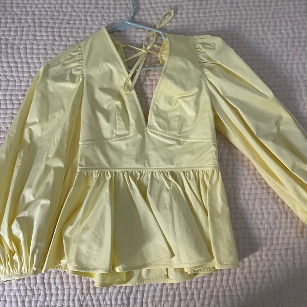 STAUD Light Yellow top with Long Sleeves